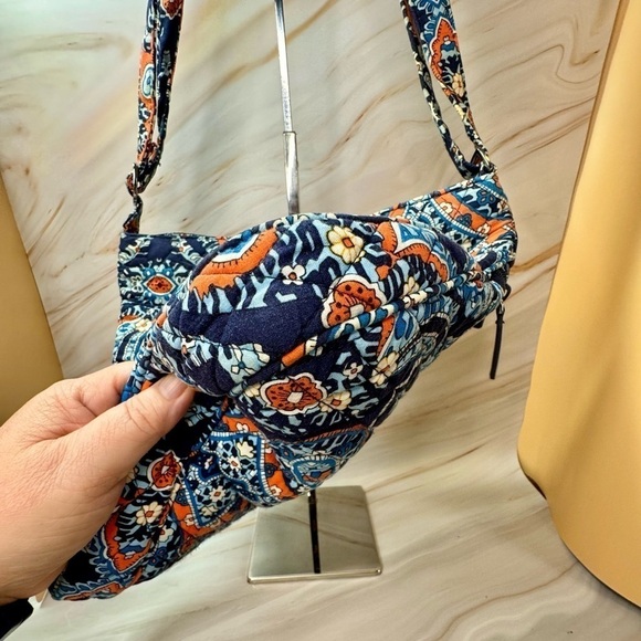Triple Zip Hipster Vera Bradley Crossbody Bag - Blue And Orange - Picture 6 of 12